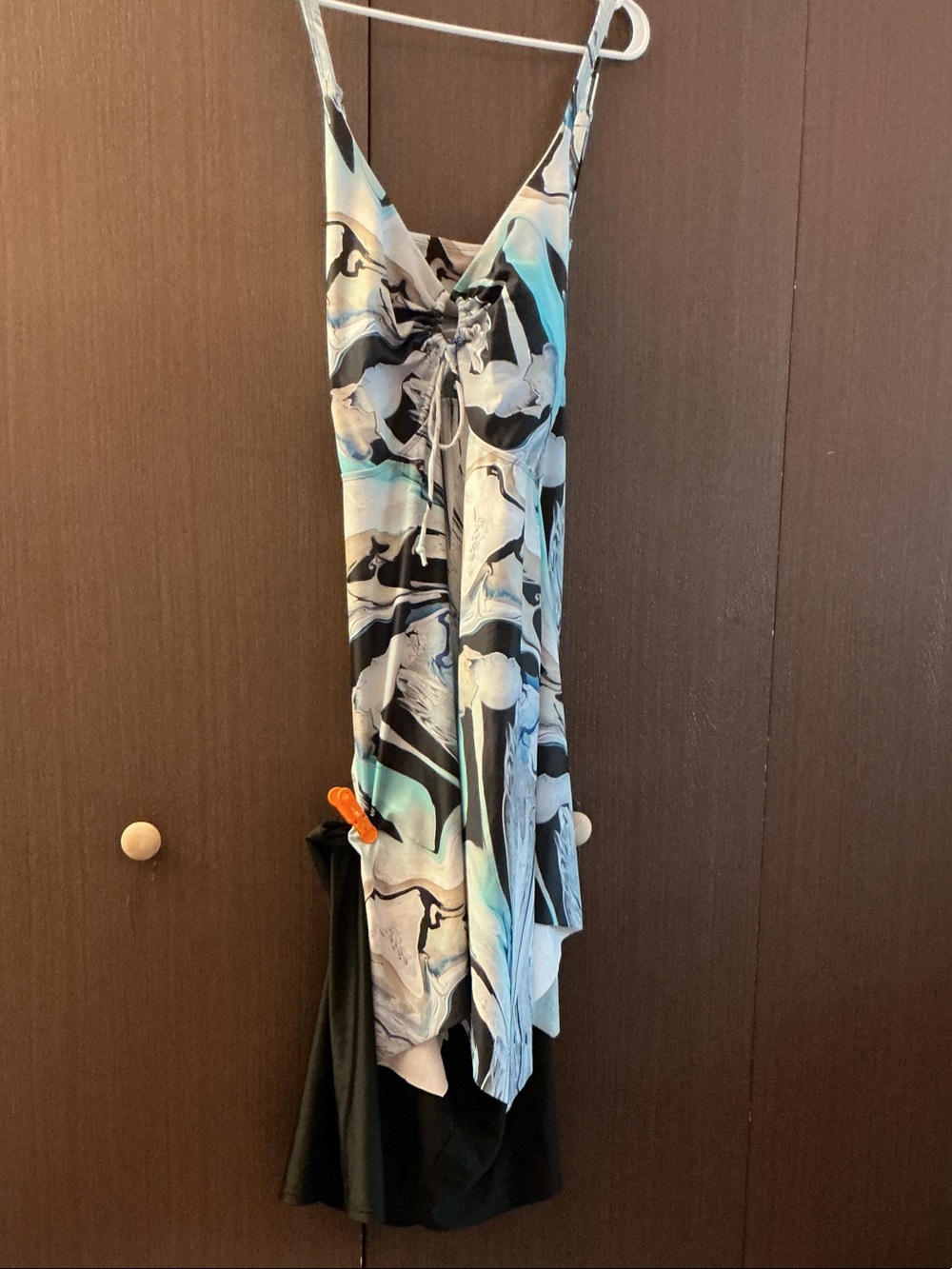 Sleeveless Abstract Print swim shirt and shorts in Turquoise & Black